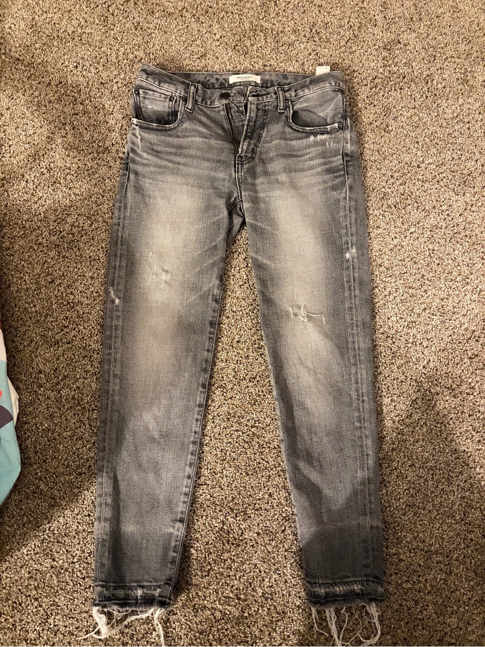 MOUSSY VINTAGE Distressed Slim Jeans - Washed Gray